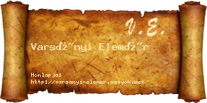 Varsányi Elemér névjegykártya